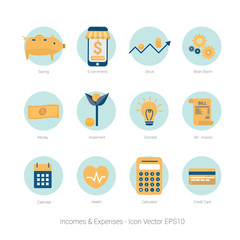 Icon Income and expenses monthly, vector illustration