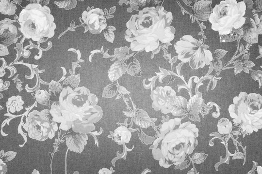 vintage style of tapestry flowers fabric pattern grey background