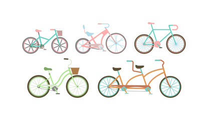 Obraz premium Old retro style bicycles vector illustration.
