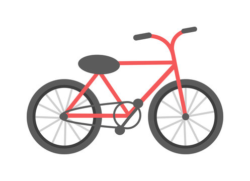 Red bicycle isolated vector illustration.