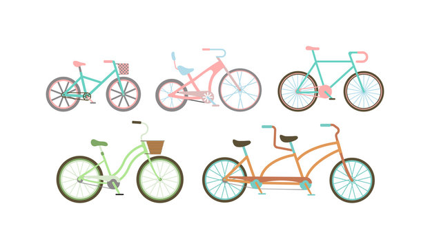 Old retro style bicycles vector illustration.