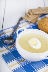 Chicken broth with egg