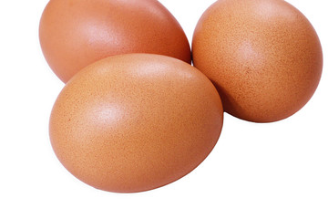 Eggs on white background
