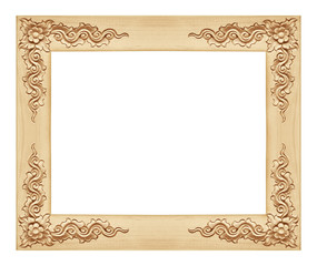 wooden carved Frame isolated on white