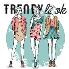 set with trendy girls