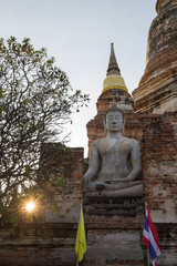 Buddha Status at Wat yai chaimongkol in Ayuthaya, Thailand