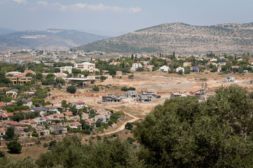 Lower Galilee, a view of Beit Netofa valley and Hoshaya village from Tzipori national park. Israel, April 2016. 