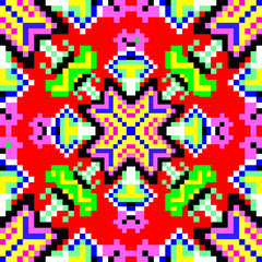 Fototapeta premium pixels colored geometric seamless pattern vector illustration