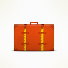 Travel case sign. Traveling design element. Traveler bag isolated. Vintage suitcase icon 