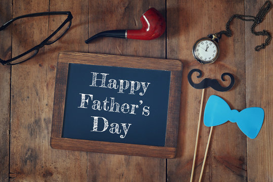 fathers day composition with vintage father's accessories