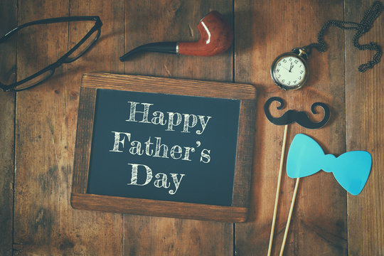 fathers day composition with vintage father's accessories