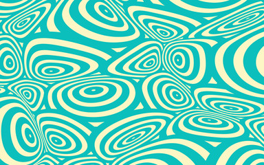 a surface pattern distortion with twisted circles in blue and ivory