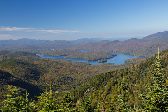 Lake Placid view from top of Whiteface Mountain 