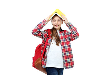 Portrait of young girl isolated on a white