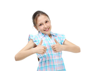 Portrait of young girl isolated on a white