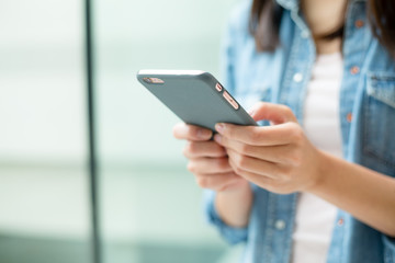 Woman use of mobile phone