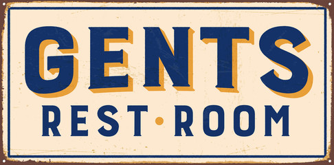 Vintage metal sign - Gents Rest Room - Vector EPS10. Grunge and rusty effects can be easily removed for a cleaner look