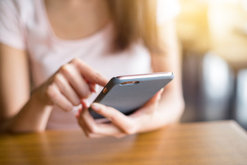 Woman use of mobile phone