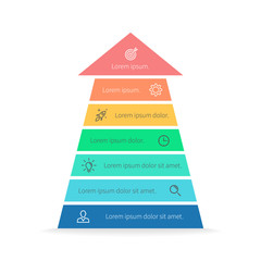 Arrow infographic. Diagram with 7 steps, options, parts. Vector design element.