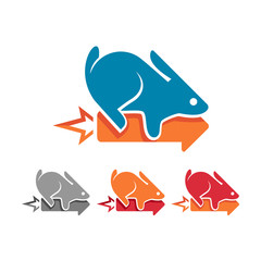 Flying Rabbit Bunny Rocket Mascot Cartoon Illustration