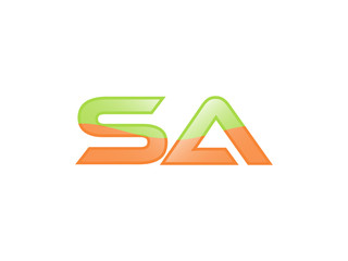 Green Orange shiny SA letters