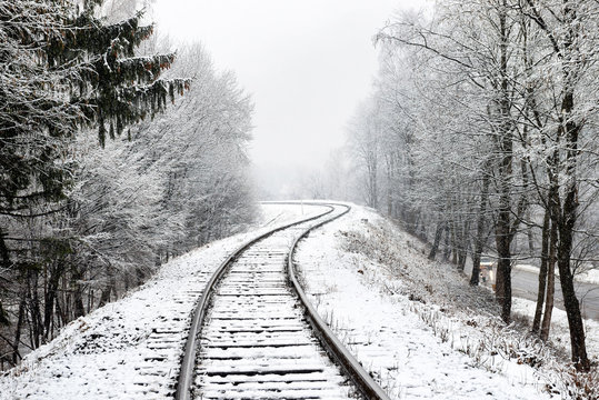 Fototapeta Railway in snow