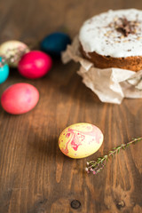 Easter cake with colored eggs