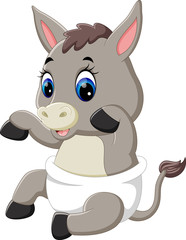 illustration of cute baby donkey cartoon