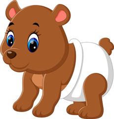 illustration of cute baby bear cartoon