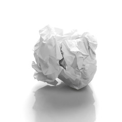 Obraz premium Crumpled paper ball isolated on white with clipping path