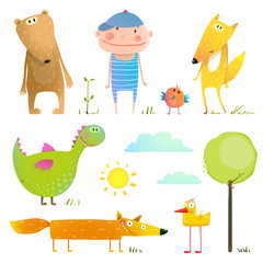 Naklejki  Kolekcja zwierząt z kreskówek i dzieci dla dzieci