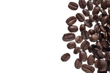coffee seeds on white background.