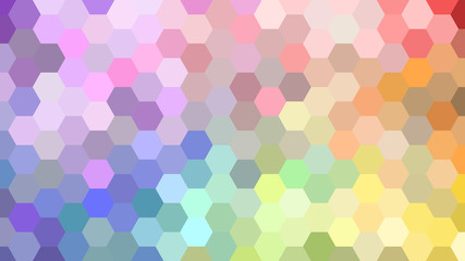 Pastel geometric hexagon pattern without contour. Rainbown colors. Polygonal shape. Seamless pattern.