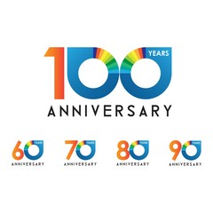 set anniversary 60th, 70th, 80th, 90th, 100th