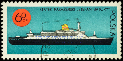 Polish passenger ship Stefan Batory on postage stamp