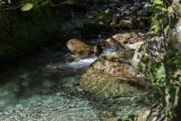 Tiny rapids at the Val Vertova torrent Lombardy near Bergamo in