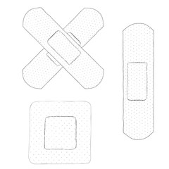 Bactericidal plaster. Doodle sketch. Black and white drawing.