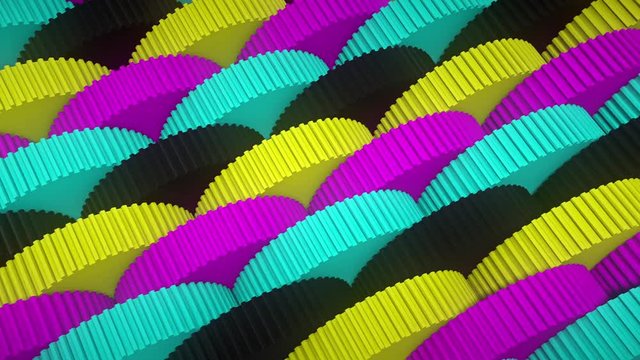 Looping Array of CMYK Gears, Version 1