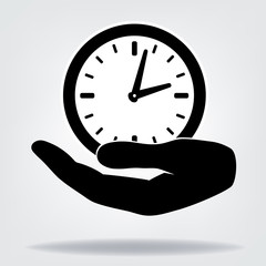 This is an illustration of Hand with clock