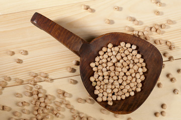 coriander on the wooden spoon