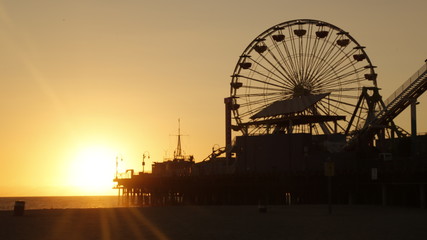 Santa Monica pier at sunset, Los Angeles