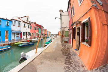 wide view on colorful houses