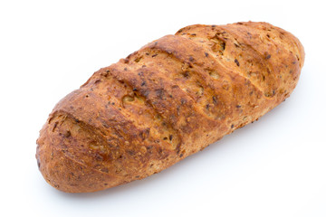 Loaf of bread isolated on white.