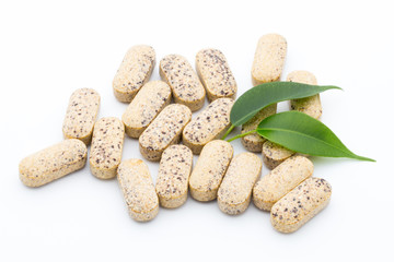 Alternative Medicine. Vitamin capsules. Homeopathic supplement.