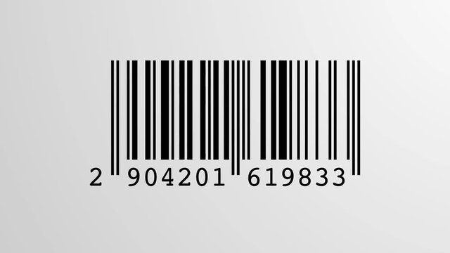 scanning process of a EAN Barcode with a red optical laser going up and down, loopable