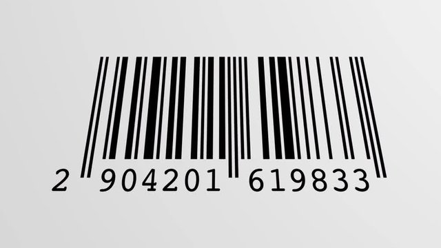 scanning process of a EAN Barcode with a red optical laser going up and down, loopable