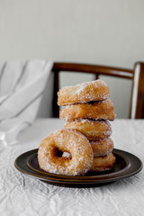 Finnish traditional Vappuu food, sugar donuts with sima