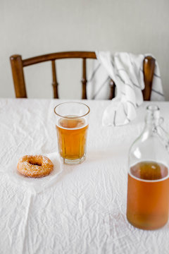 Finnish traditional Vappuu food, sugar donuts with sima