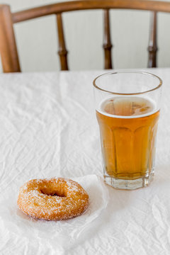 Finnish traditional Vappuu food, sugar donuts with sima