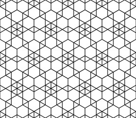 Vector modern seamless geometry pattern hexagon, black and white abstract geometric background, subtle pillow print, monochrome retro texture, hipster fashion design